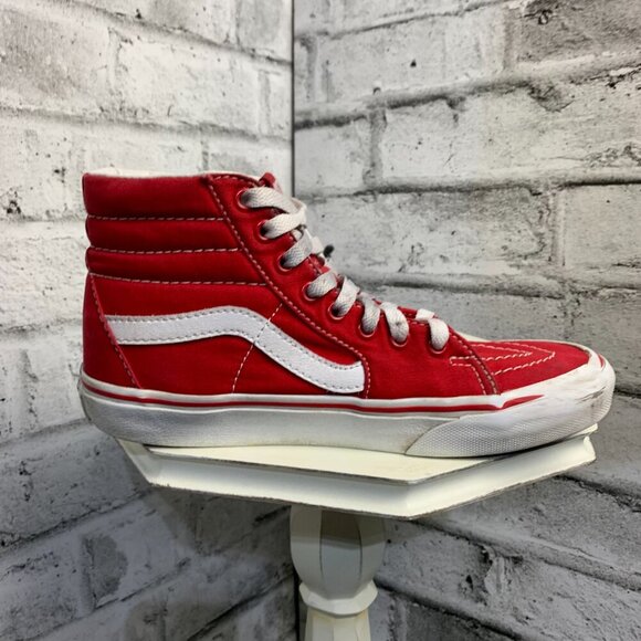 Vans Off The Wall Skateboard Shoe Red Canvas High Top Casual Sneaker - Picture 5 of 8